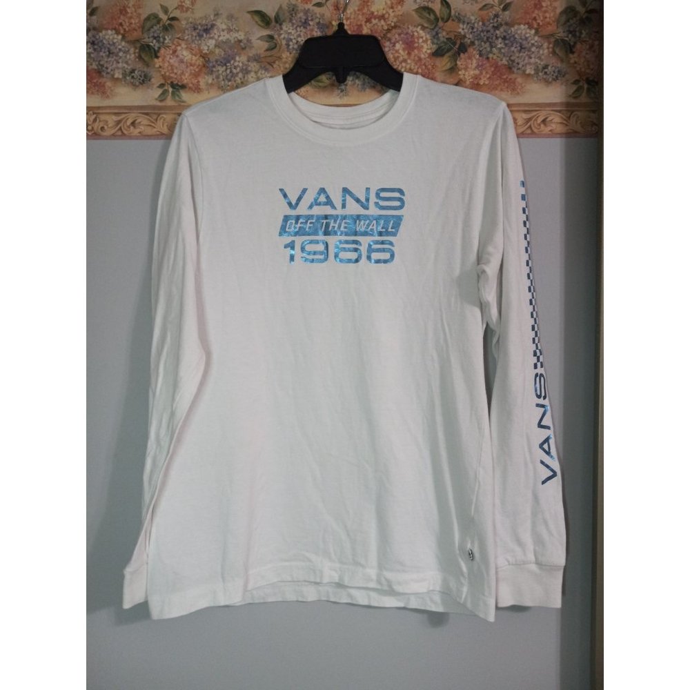 Vans Off The Wall Medium White Long Sleeve Casual Skate Outdoor Logo Shirt